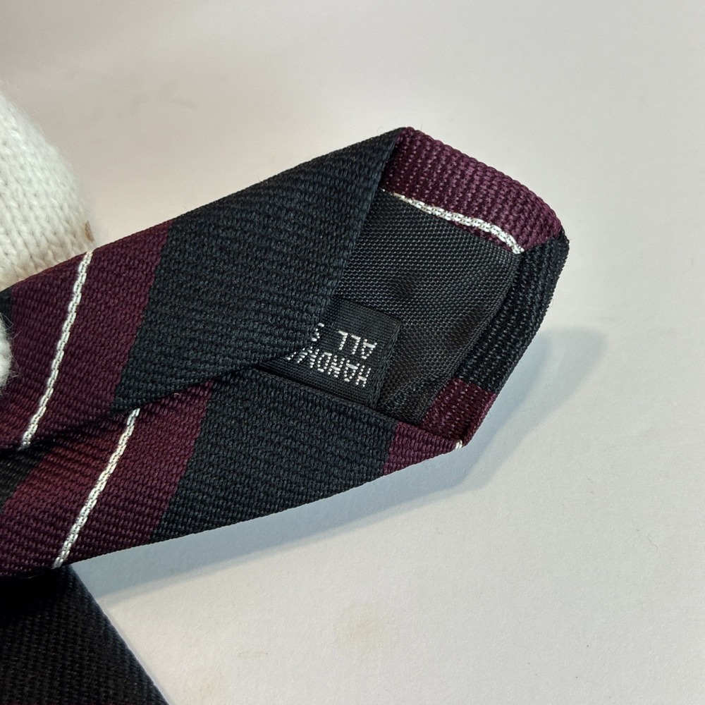 REPP M. Sussex LTD. London Tie All Silk Black Red Sliver Stripe Hand Made 3.5x58 - Picture 11 of 11